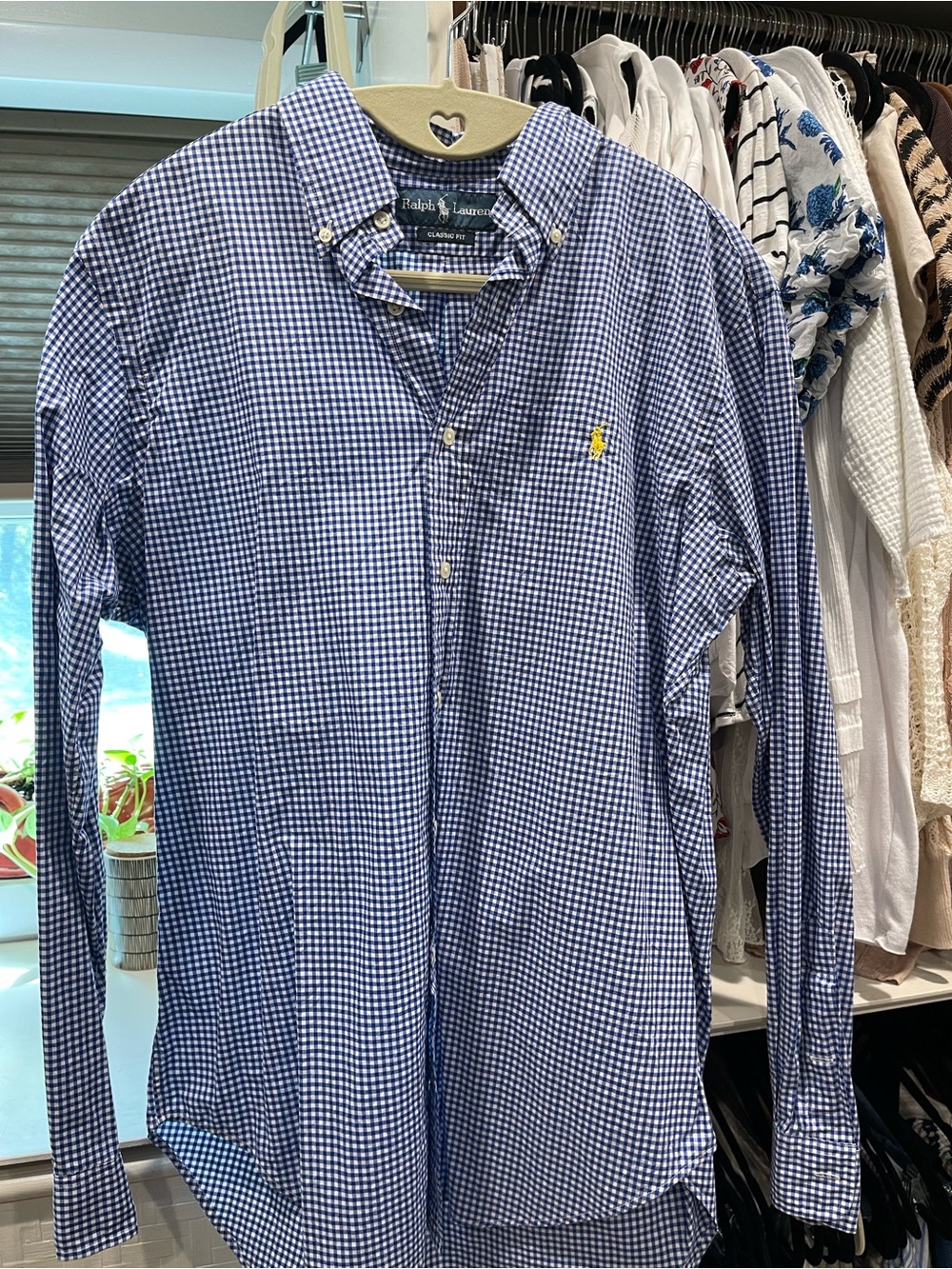 Ralph Lauren Men’s Blue & White Gingham Button-Down Shirt